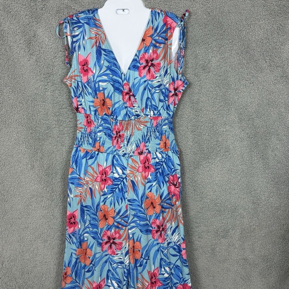 Lascana VS Womens Jumpsuit Faux Wrap Floral sz 10 Wide Leg Tropical bloomcore - Picture 2 of 16